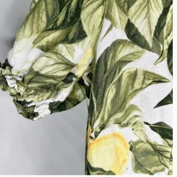 H&M Lemon Linen Puff Sleeve Mini Size L - Picture 4 of 4